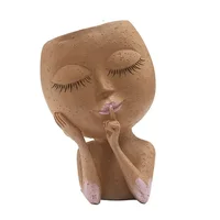Flower Pot Shy Girl Face Planters Resin Flowerpot For Garden Succulents Flowers Herbs Desktop Villa Balcony Courtyard 4