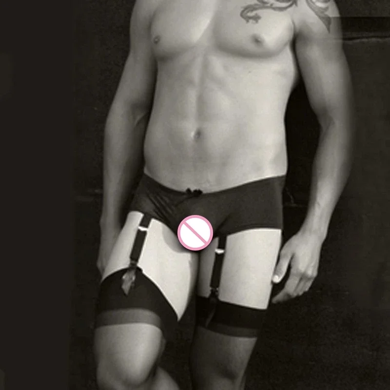(4pieces/set) Men's Stockings Man Clip Garter Stockings Sexy Male Garter Belt