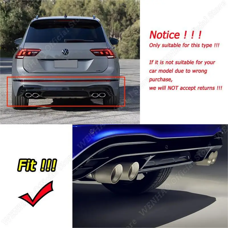 Diffusore Posteriore In ABS Per VW Touareg 2019-2023 - Design Carbonio Nero, 7 Pinne - Foto 3