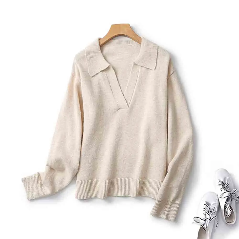 

Women 2023 Winter New Fashion Casual Turtleneck Knitwear Retro Long Sleeve Chic Polo Collar Versatile Sweater Mujer