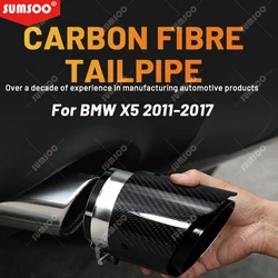 Intel 86 mm For BMW X5 F15 E70 X6 F16 Exhaust Tip Muffler Pipe Matte Carbon Fiber Car Inlet 1pc Black