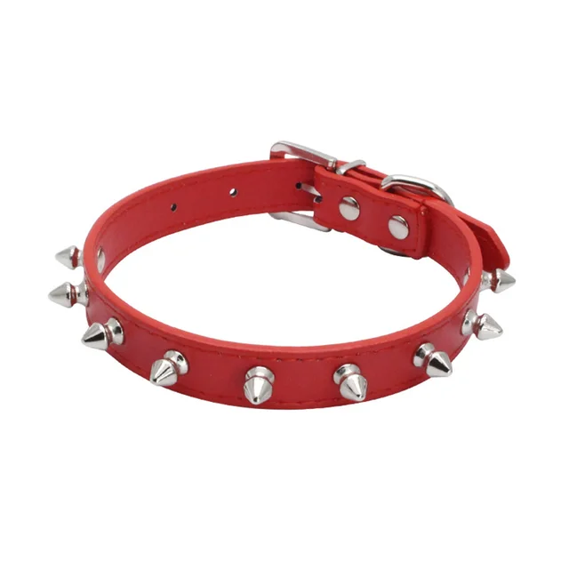 1pc Cool Cat Dog Collar Leather Spiked Studded Collars For Small Medium Colorful Pets Necklace Dogs Cats Neck Strap Pet Products 5