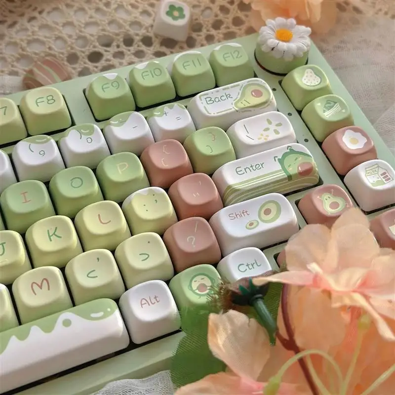 

130+ Keys PBT Keycap Avocado Keycap XOA Keycap Cute Gift Diy Creative For 61/64/84/87/104/108 Mechanical Keyboard Keycaps