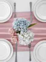 Chiffon Wedding PInk Table Runner Table Setting Gauze Sheer Vintage Christmas Dining Birthday Party Cake Table Decor 2
