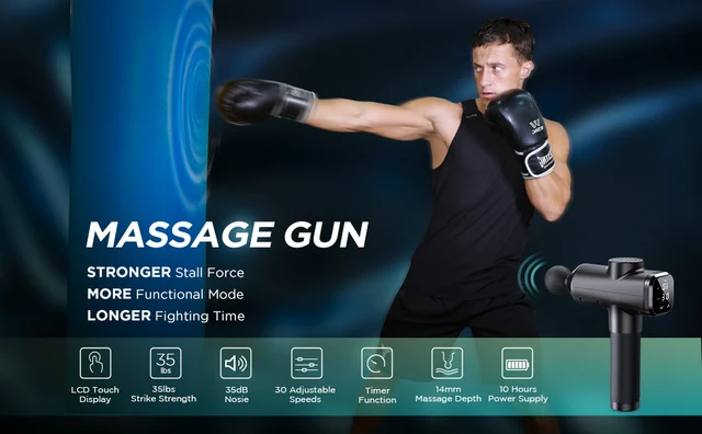Pistola de masaje muscular, silenciosa percusión de tejido profundo para  espalda, cuello y cabeza, masajeador para atletas, nivel de 30 velocidades