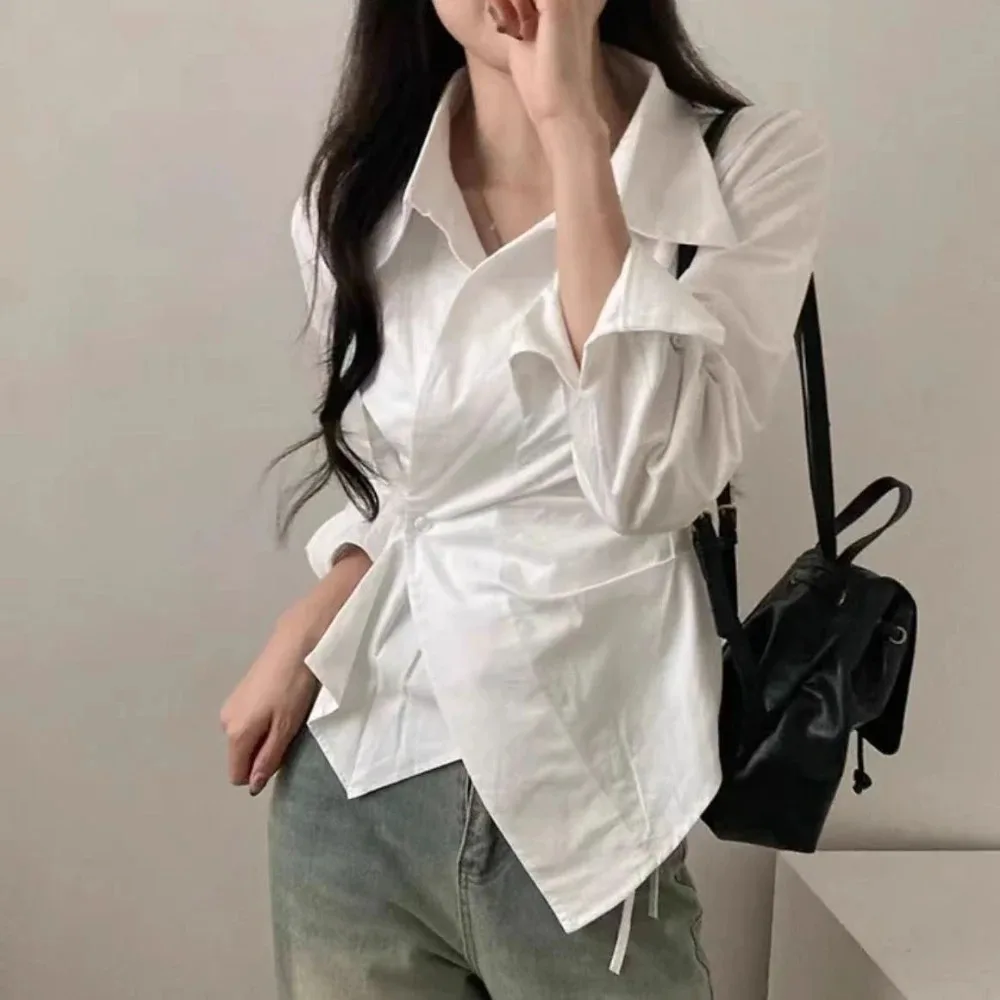 Chemise rayée décontractée printemps-automne pour femme, chemisier élégant à manches longues, coupe ajustée, hauts de bureau pour femme