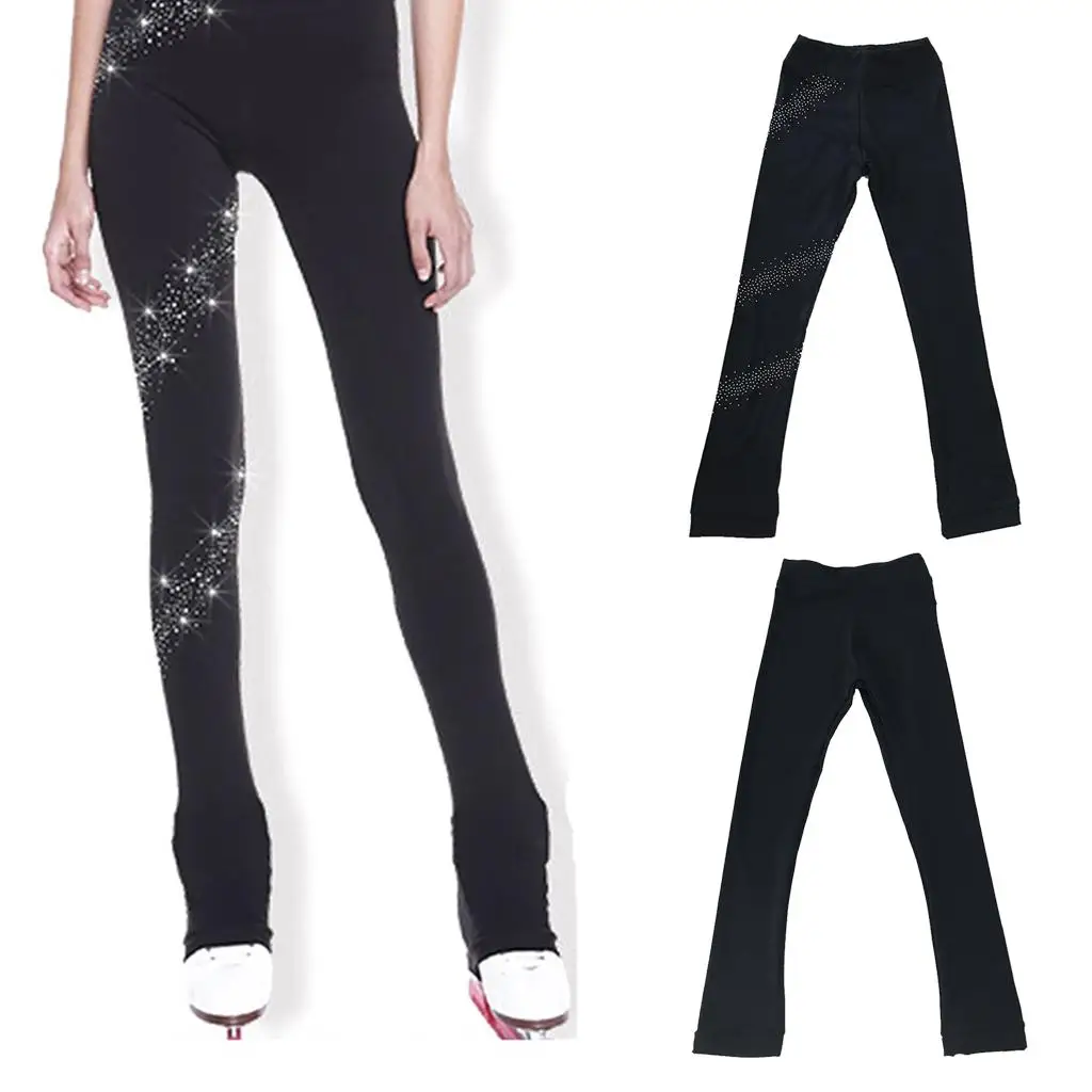 

Skating Dress Pants Training Leggings Women Girls Tights w/Rhinestone Outfit