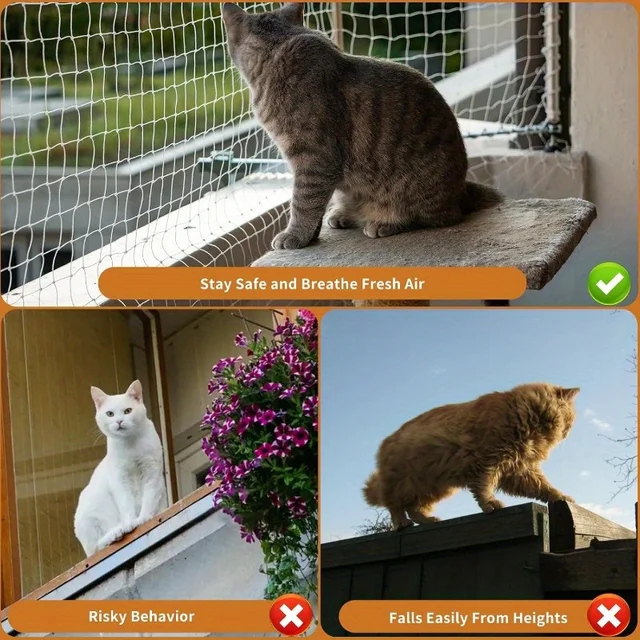 Cat Balcony Anti-Fall Net, Nylon Material, Suitable for Balconies, Windows, Stairs, Patios, And Are Essential for Pet Households 6