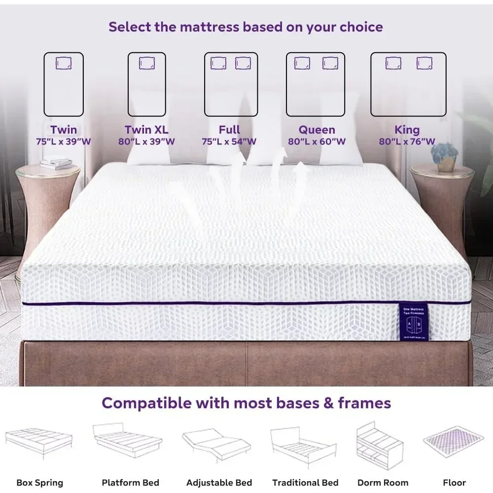 Lavender Soft & Firm Double Sided Flippable Mattress 12 Inch Mattress,Gel Infused Memory Foam Mattress,Bamboo Charcoal 4