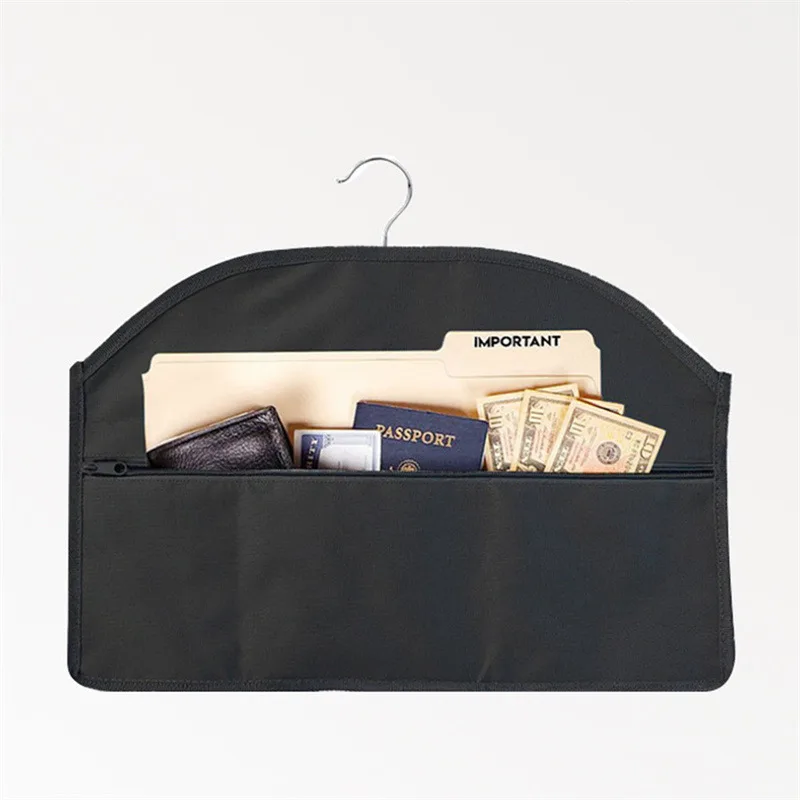 Percha Segura Con Bolsillo Oculto – Gris – Esconde Dinero, Pasaporte O Joyas – Cabe Debajo De La Ropa – Ideal Para Viajes Y Hogar