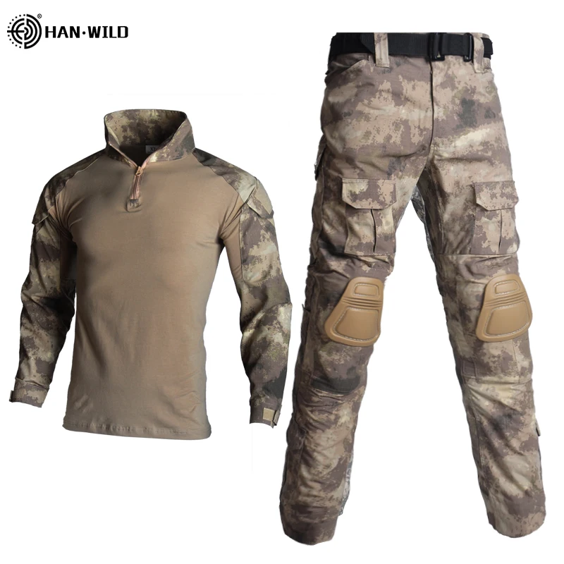 Tuta Tattica Militare Dell'Esercito Forze Speciali Uniforme Militar Abiti Tuta Da Caccia Camicia Da Combattimento + Pantaloni Cargo Ginocchiere Giacca