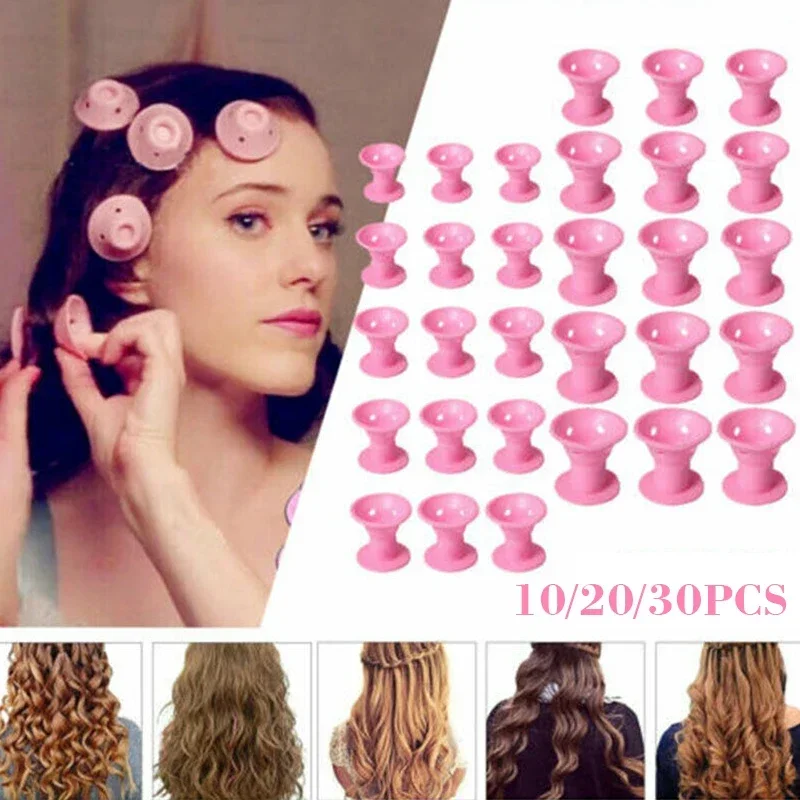 Hair Styling Tool Hair Curling Tools 10pcs Heatless Hair Curlers No Heat Hair Rollers Soft Silicone Curls Sleeping Lazy Curling Rods Wave Formers Styling Tools