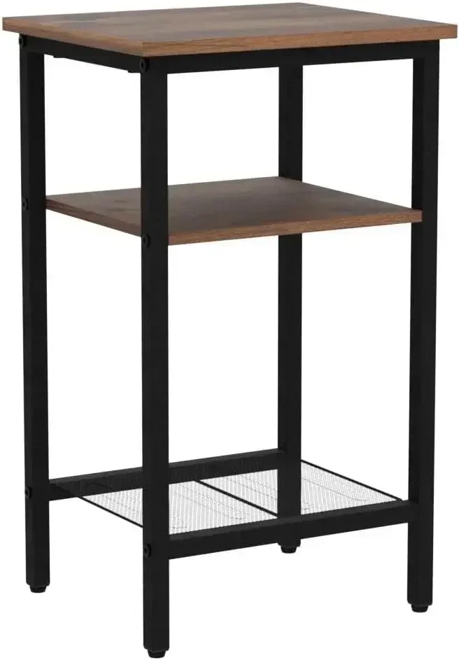 New2025-End Table Set of 2, 3-Tier Nightstands, Side Table for Small Space in Living Room, Bedroom, Steel Frame, Easy Assembly