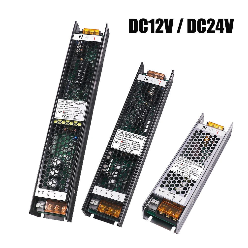 Regulável Led Driver para 12v 24v Transformador de Iluminação da Fonte Alimentação para Tira Conduzida 60w 100 150 200 250w Adaptador de Energia Ac200240v