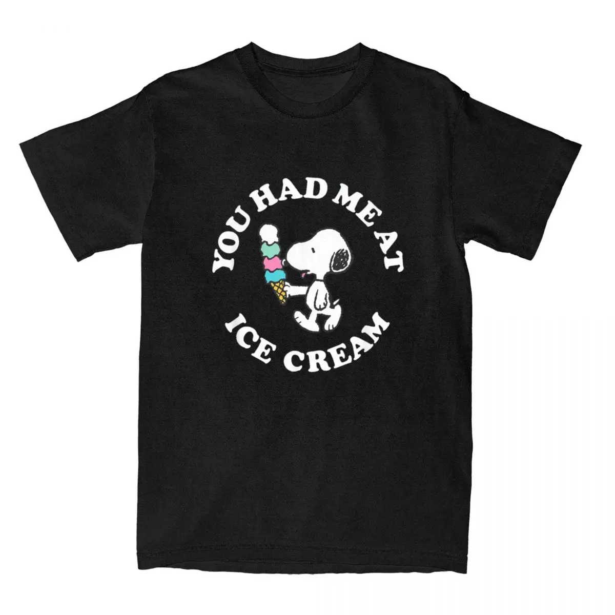 Peanuts Snoopy You With Me At Ice Cream T-Shirt Da Uomo 100% Cotone Fun T-Shirt Girocollo Tee Shirt Manica Corta Vestiti Party