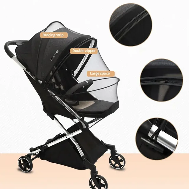 Accessoires de protection contre les mouches à fermeture éclair pour enfants, maille d'été CPull Cheshire age, couverture complète, moustiquaire, chariot de poussette pour bébé 4