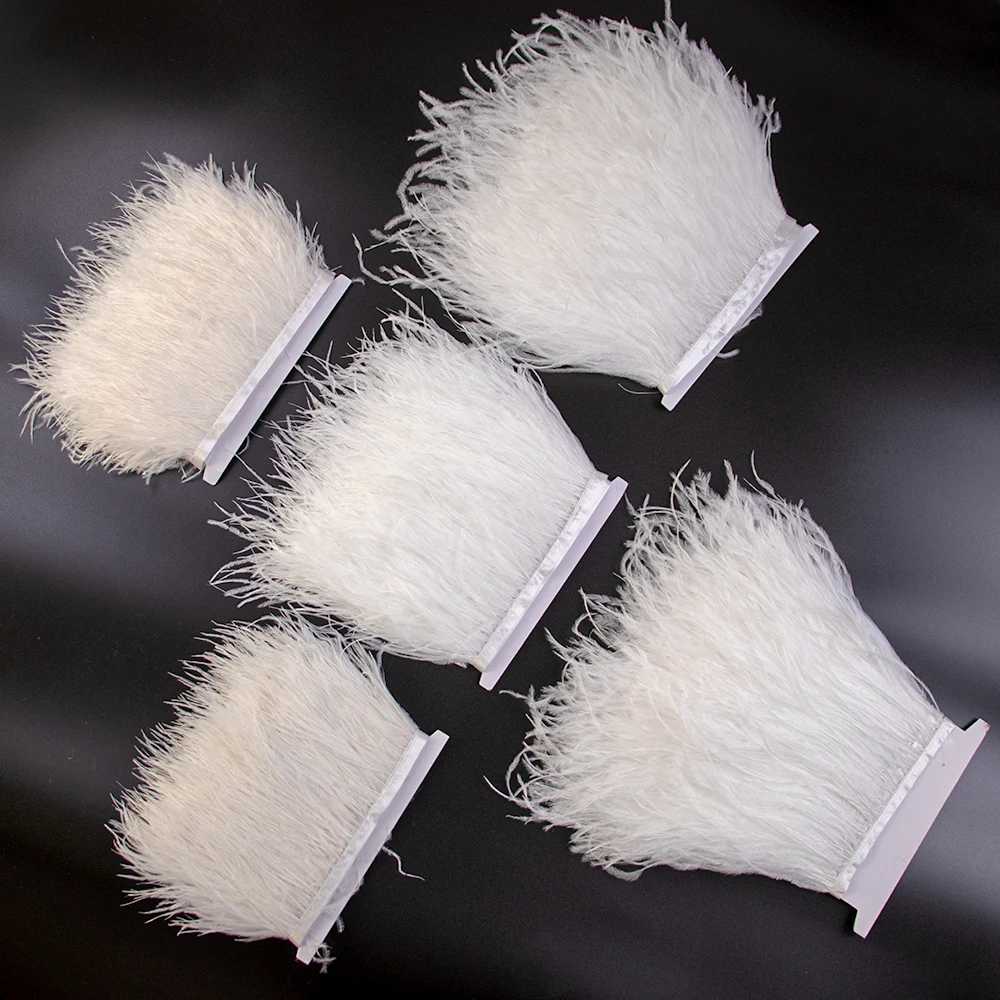 Wholesale White Ostrich Feather Trim Ribbons Fringe 5/10Meters Fluffy High Quanlity Plumes trim Sewing In Dress Shawl Headdress