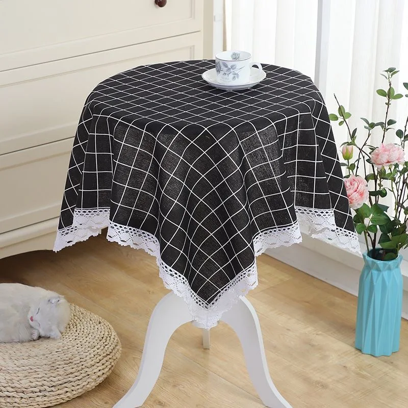 

FFdiedaiBlack Tablecloth with Modern Geometric Patterndengzi