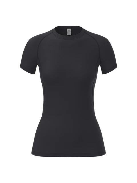 Chemise de compression pour femmes, T-shirt de sport à manches courtes, yoga, course à pied, entraînement de gymnastique d'été, T-shirt extensible à séchage rapide, vêtements 1