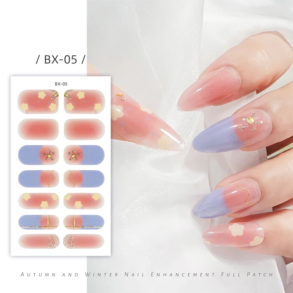 

New Summer Nail Stickers 3D Glitter Foil For Nails DIY Flower Full Cover Nail Wraps Self-adhesive Waterproof Manicure Stickers