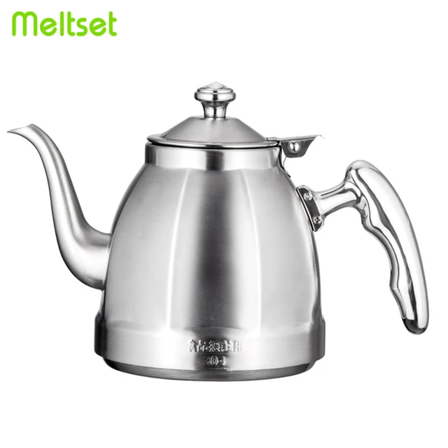 Thick Stainless Steel Tea Pot Insulated Kettle Thermal Teapot Water Pot for  Kitchen Restaurant Hotel (Silver, 1L) 