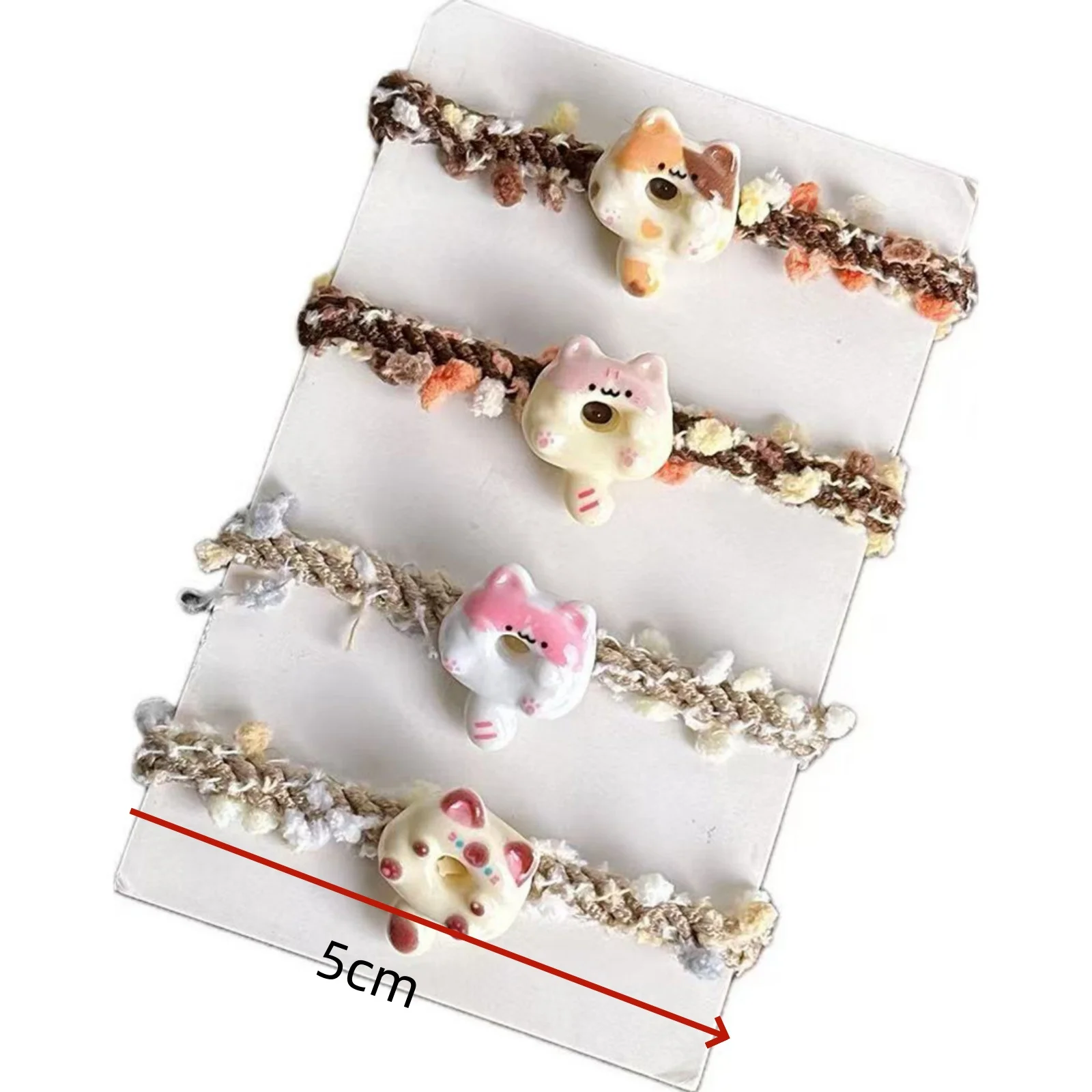 1PC Cute Cat Donut Hair Ties, Knitted Elastic Hair Bands, Sweet Hair Accessories for Girls, Kawaii Hair Scrunchies