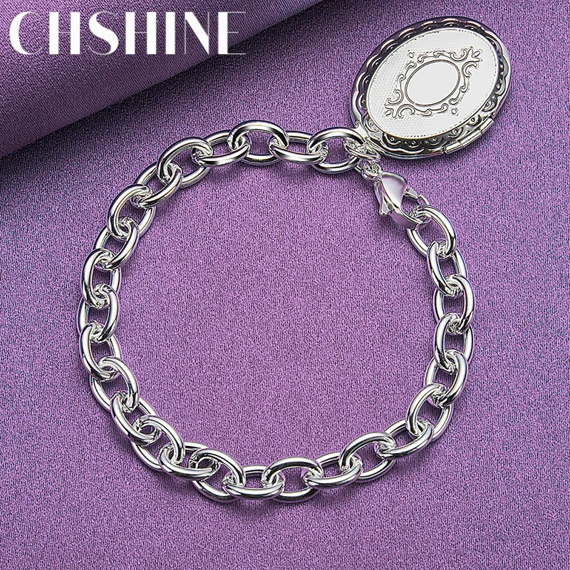 

CHSHINE 925 Sterling Silver Photo Frame Bracelet For Women Charm Wedding Party Jewelry Free Shipping