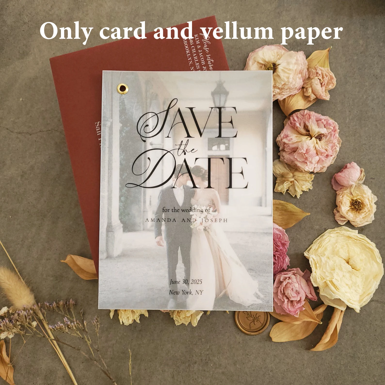 Elegant Wedding Invitation With Vellum Paper Save The Date Announcement Engagement Personalized Name Party Supplies