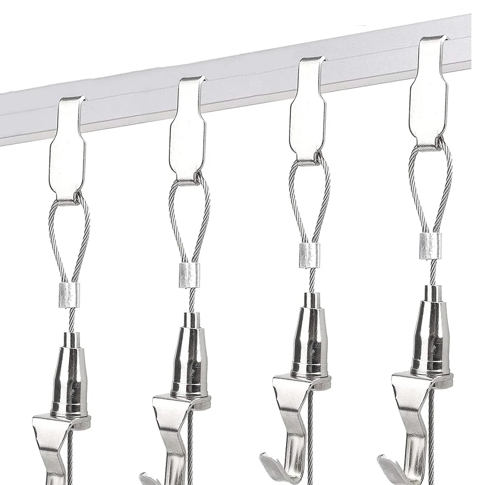 Imagem Pendurado Ganchos Fio Hanger Kit Quadro Aço Inoxidável Gancho Luz Ajustável Pcs