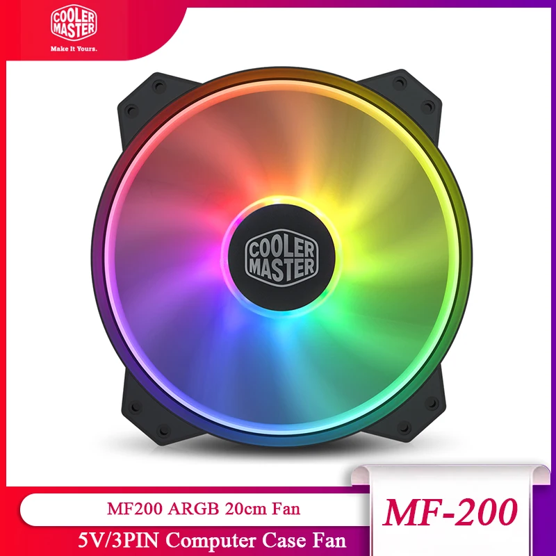 

Cooler Master MF200 ARGB 20cm RGB 5V/3PIN Computer Case Replacement Fan CPU Water Cooling Radiator Silent Fan Computer Host Fan