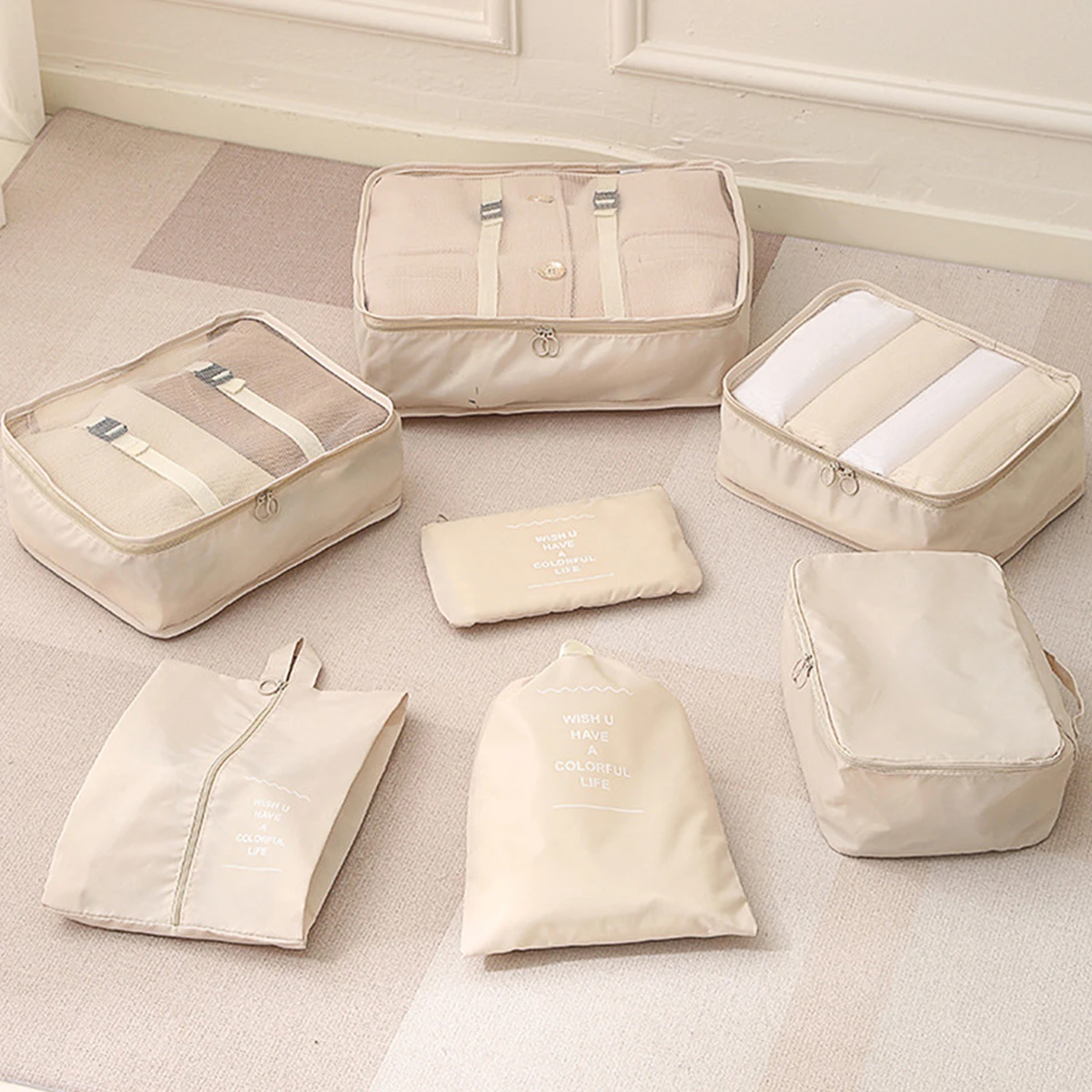 7/8/9/10 Pcs Set Travel Organizer Storage Bags Suitcase Packing Cubes Set Cases Portable Luggage Clothes Shoe Tidy Pouch Folding 2