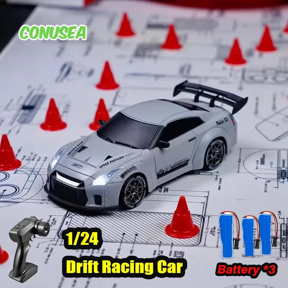 Détail des LED avant et arrière de la voiture RC 4x4 1:24 20KM/H en action.