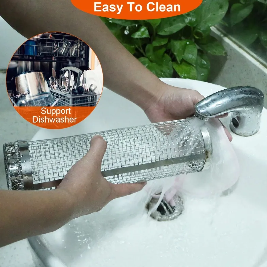 2Pcs BBQ Stainless Steel Rolling Basket 5