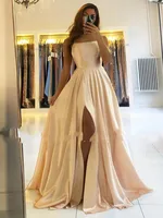 Burgundy Satin Beach Maxi Women Dress for Christmas Sexy Side Slit Adjustable Straps Evening Prom Dress Cheap Bridesmaid Dresses - Image 4