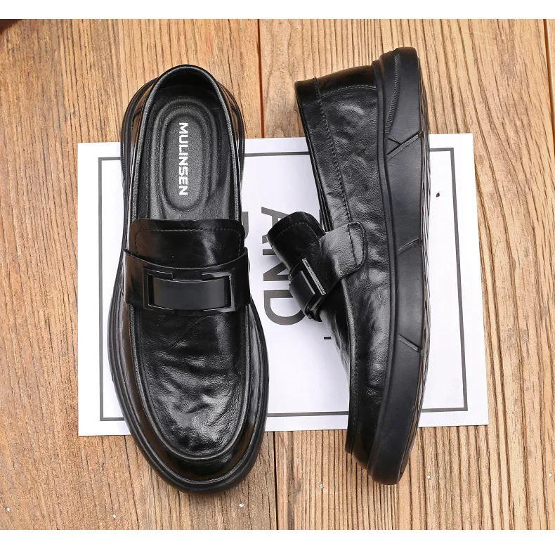 New Shoes for Men Genuine Leather Casual Shoes Spring Flat Shoes Street Fashion Comfortable Slip-on Loafers 4
