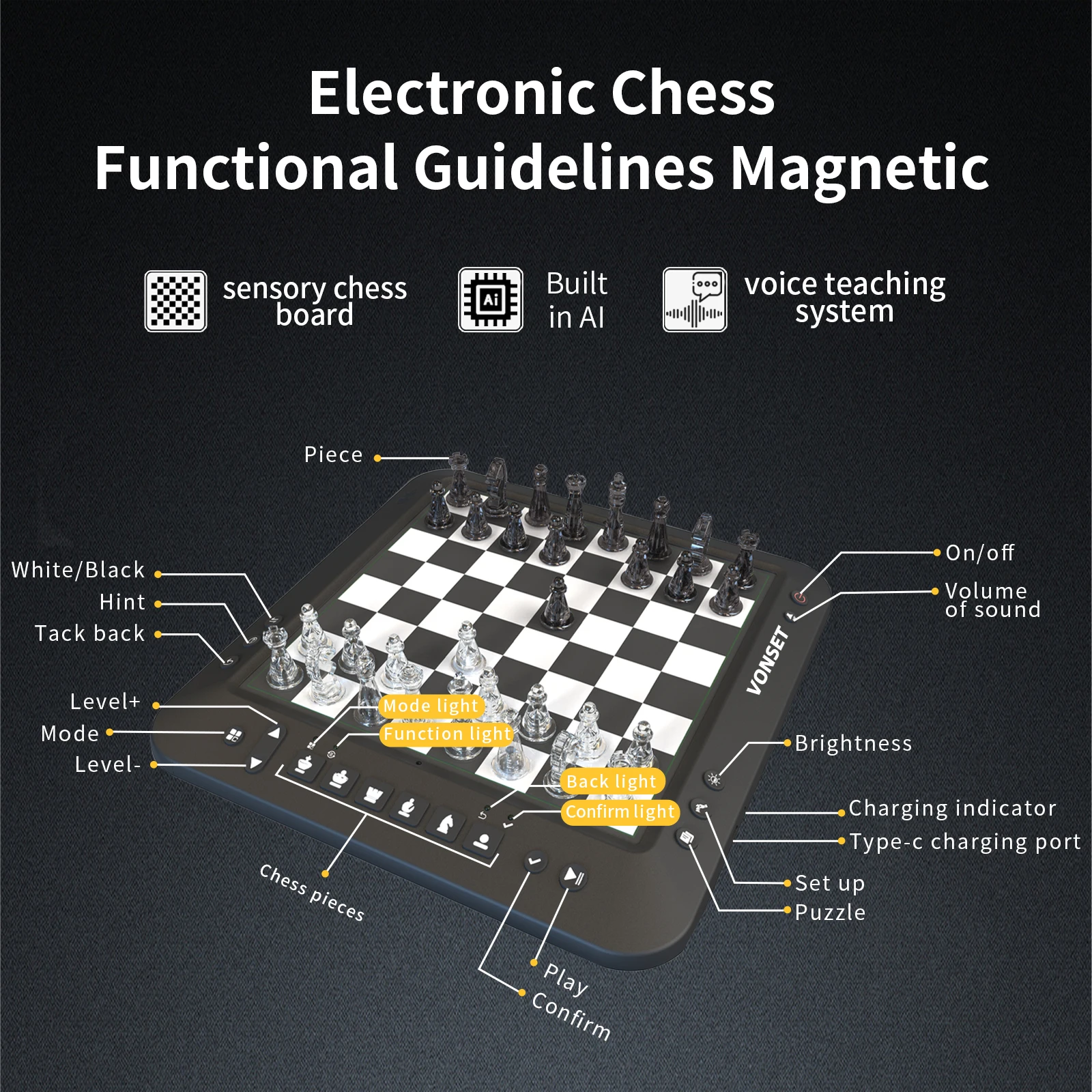 AI Intelligent Electronic Chess Beginner Learning Adversarial Single Player Chess Game Board Game Children Toy Puzzle Education - Image 5