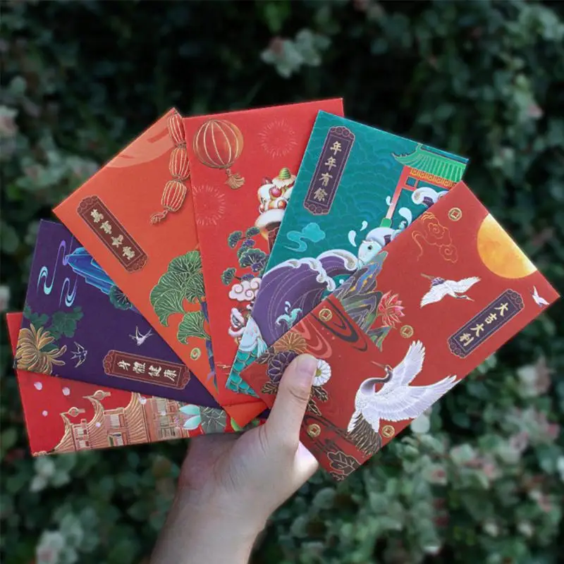 

6Pcs Holiday Red Envelopes Chinese Tradition Hongbao Spring Festival Bless Pocket Envelope Gift New Year Decorations Red Envelop