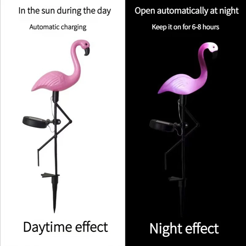Pink Flamingo Solar Light Outdoor Courtyard Decoration Light Waterproof Garden LED Patio Walkway Light with Lights Ground Lamp P 6
