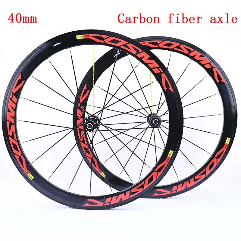Road Bike Wheelset 700C Carbon Fiber Axle High Quality Red
