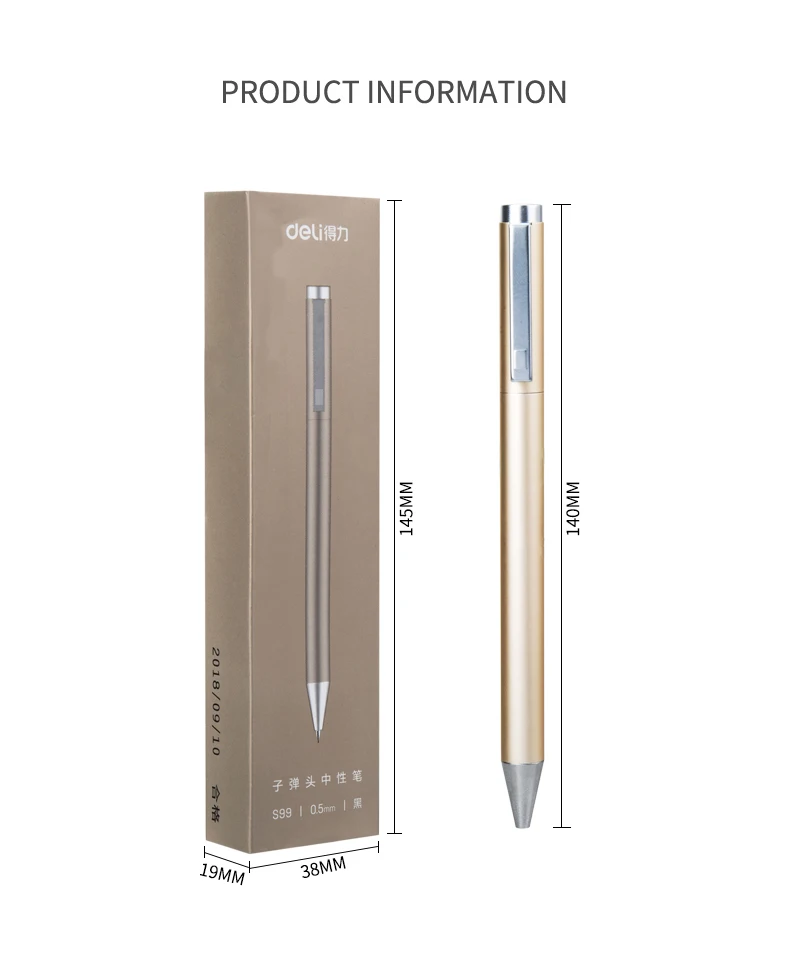 Elegant Deli Metal Gel Pen - Gold & Silver, 0.5mm Premium Refill, Black Ink