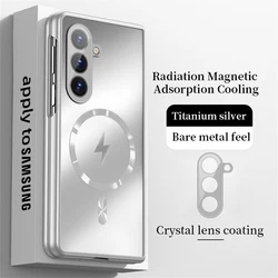 Luxury Frosted Matte Wireless Charging Case with Full Lens Protection for Galaxy Z Fold4 (Titanium Silver)
