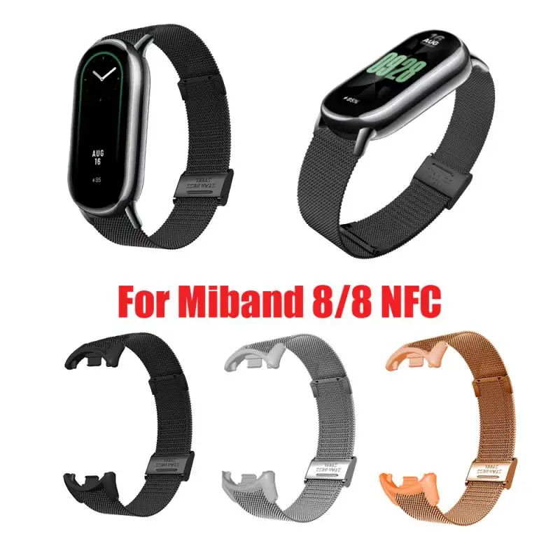 

Watchband For Mi Band 8/8 NFC Smart Watch Stainless Steel Milanese Loop Strap Quick Release Replacement Watch Strap Accessories