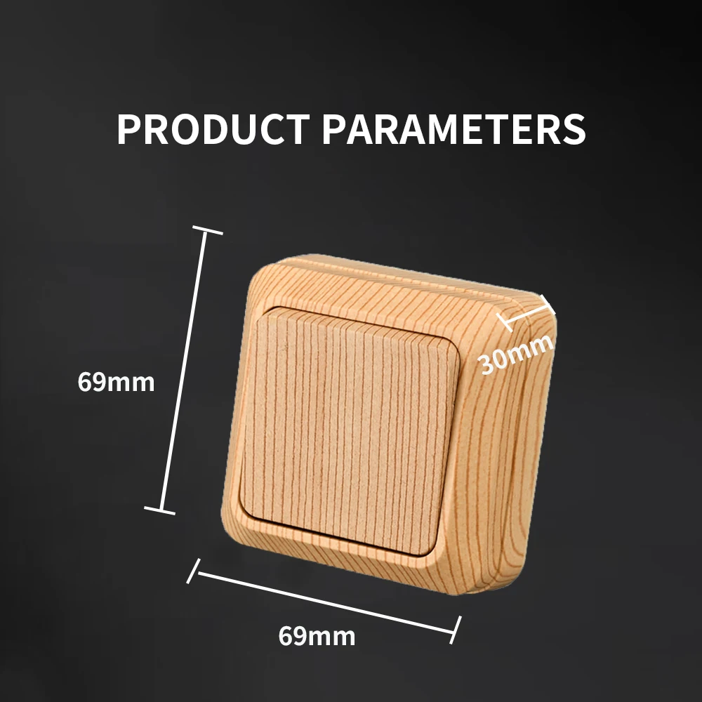 WESA Wood Wall Mount Switch Classic Flame Retardant Plastic Panel 1 Gang 1 Way Vintage Imitation Wooden Color Wall Switch 16A AC