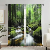 2Pcs Forest Curtains Spring Nature Landscape Theme In Tropical Forest Decorative Curtains For Bedroom Living Room A 1