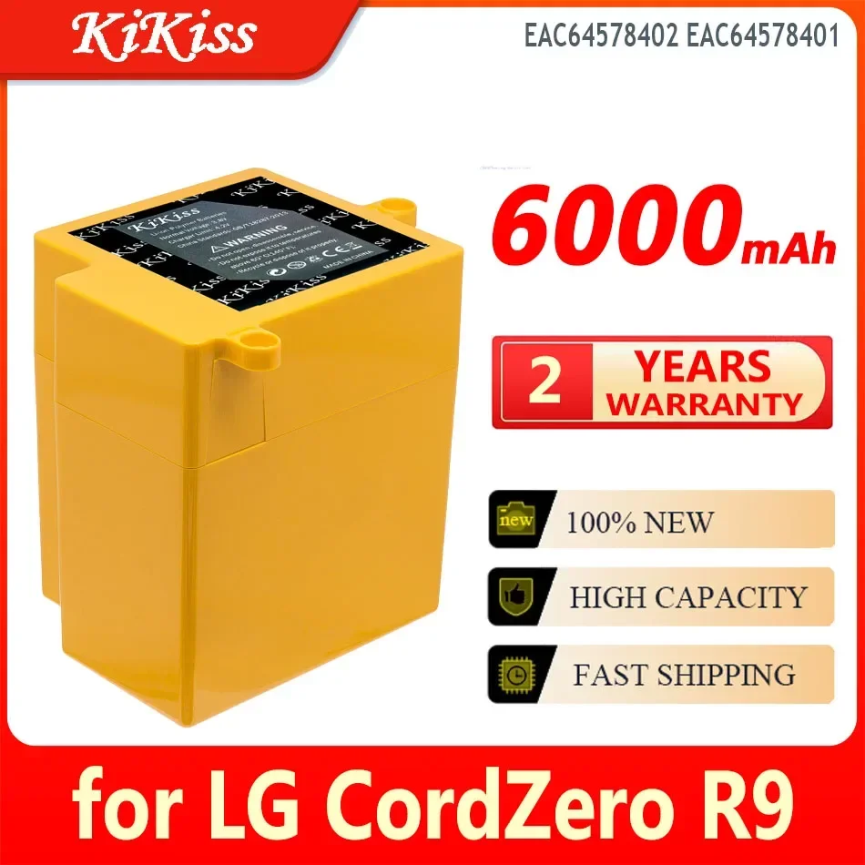 

KiKiss Battery EAC64578402 EAC64578401 6000mAh for LG CordZero R9 R9MASTER High Capacity Bateria