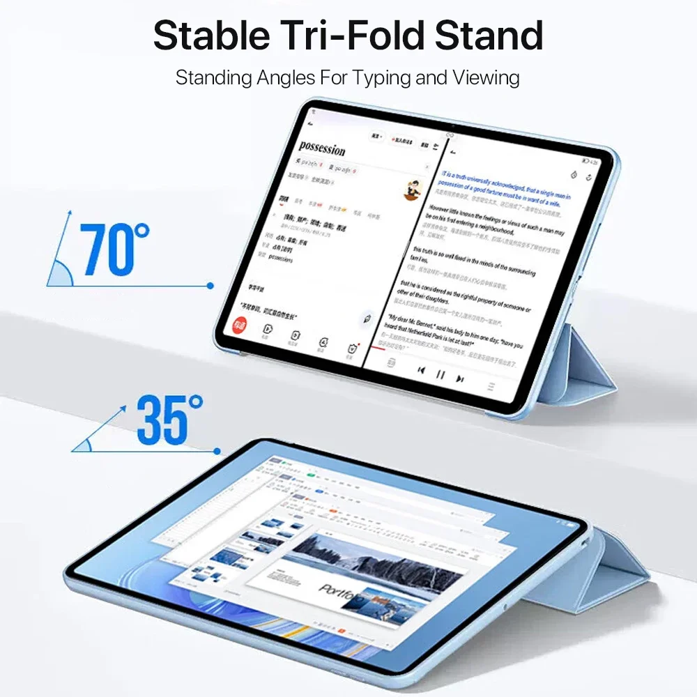Premium Tri-Folding Magnetic Leather Tablet Case, TPU Protective Cover