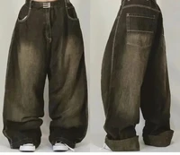 Street Vintage Jeans New Y2K Harajuku Wash Blue Multiple pockets Baggy Jeans Denim Pants Mens Womens High Waist Wide Trousers - Image 2