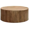Coffee Table in , 36-Inch Round, Solid Mango Wood Drum Design for Living Room Assembled, coffee table 1