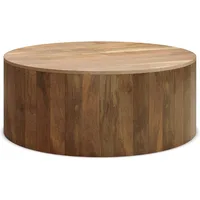 Coffee Table in , 36-Inch Round, Solid Mango Wood Drum Design for Living Room Assembled, coffee table 1