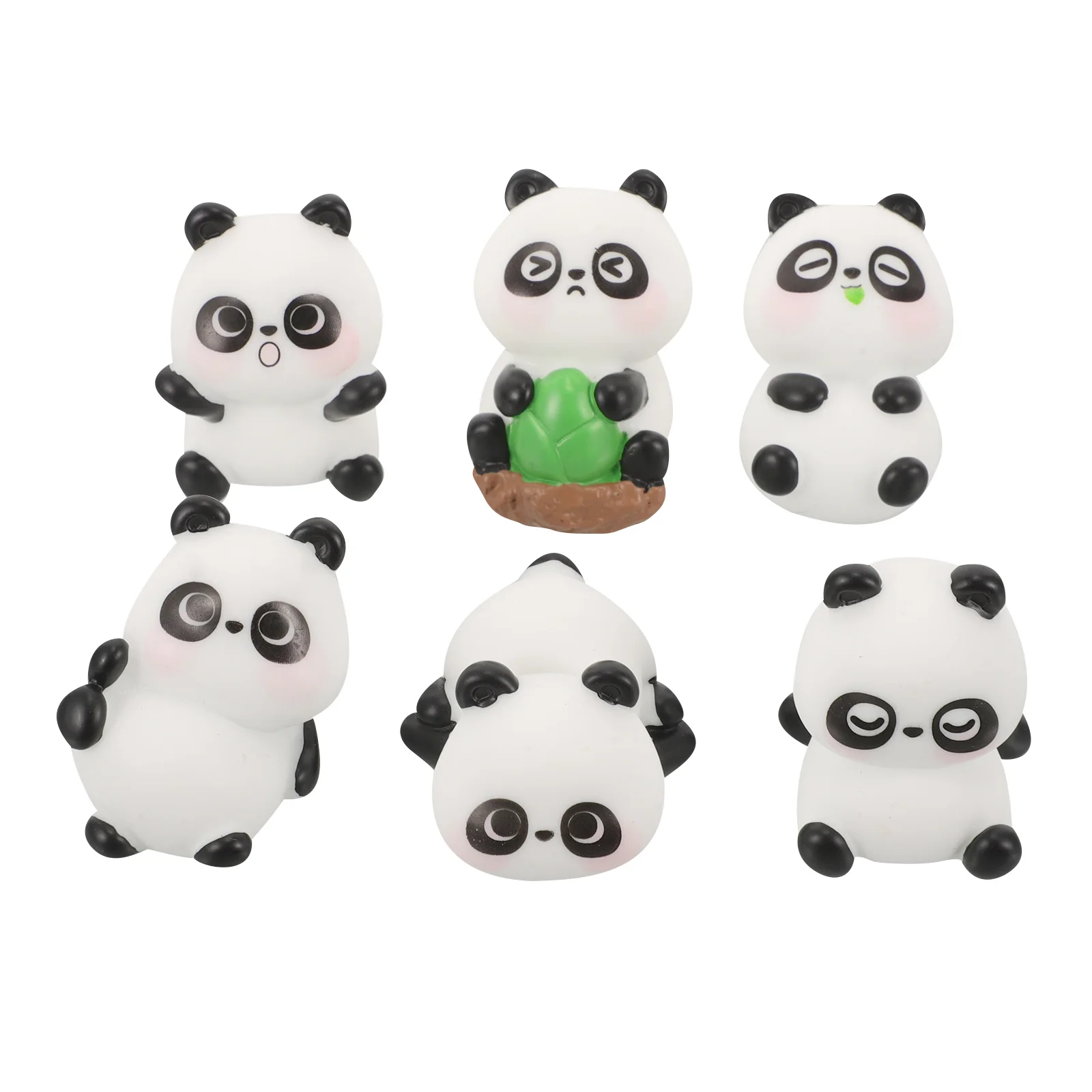 

6 Pcs Center Console Panda Car Ornament Miss Accessories Resin Dashboard Decorations